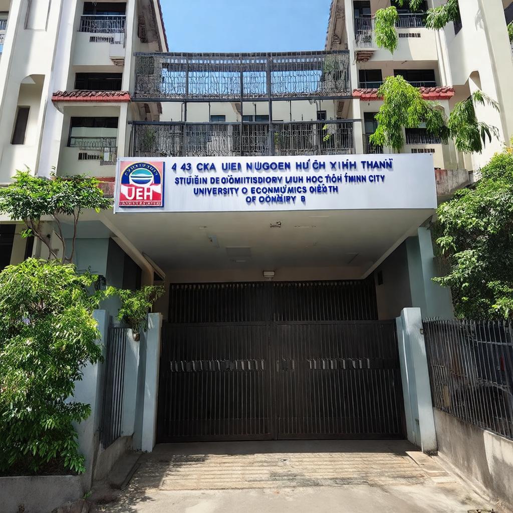 Địa chỉ chính xác của Ký túc xá Đại học Kinh tế TP.HCM tại 43-45 Nguyễn Chí Thanh, Quận 5